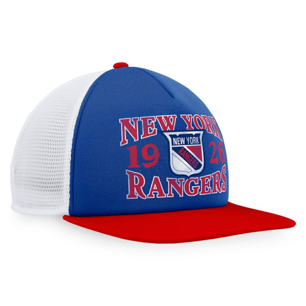 New York Rangers Fanatics Heritage Vintage Foam Front Trucker Snapback Hat - Blue/Red Hats