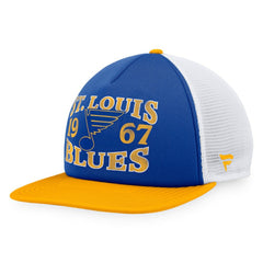 St. Louis Blues Fanatics Heritage Vintage Foam Front Trucker Snapback Hat - Blue/Gold Hats