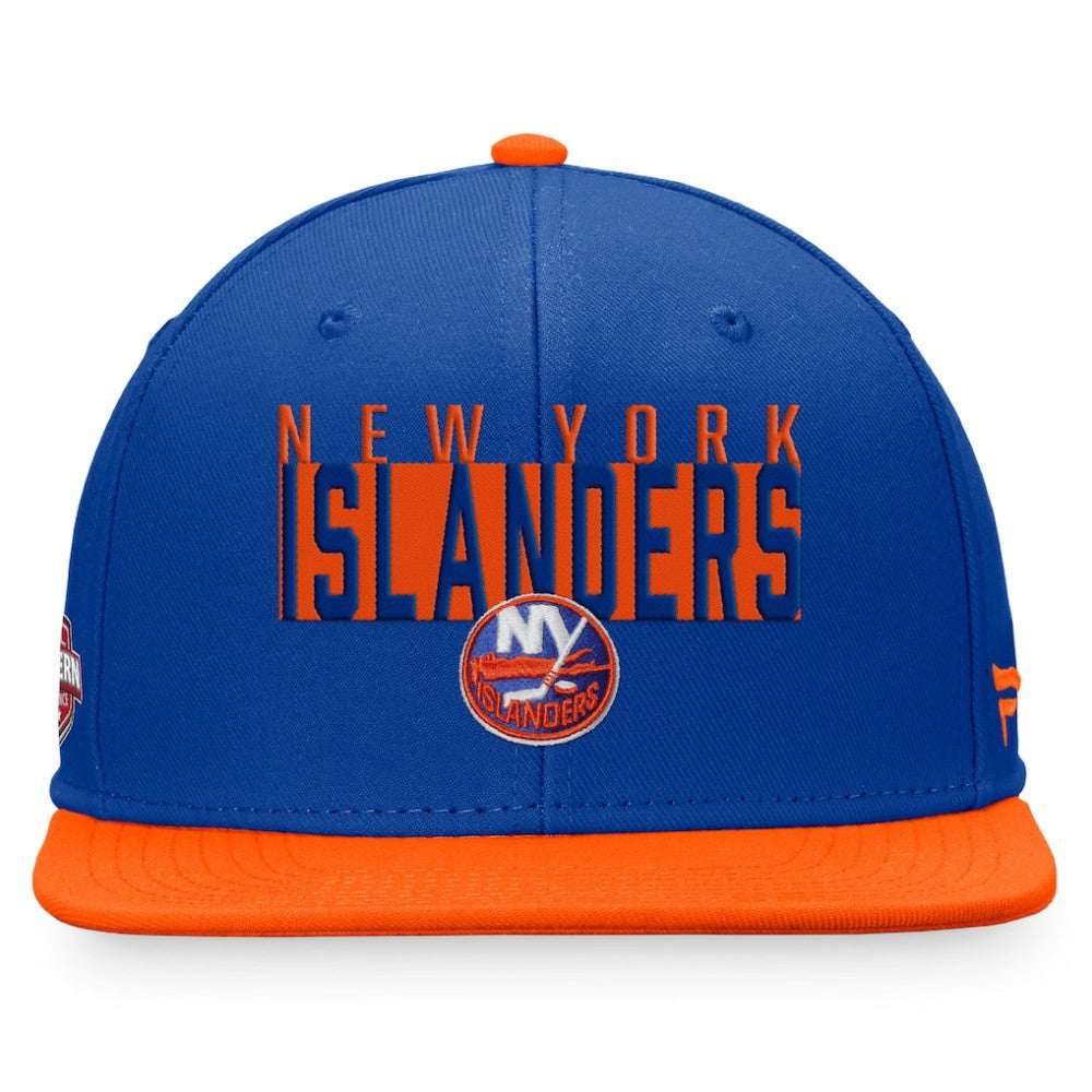 New York Islanders Fanatics Fundamental Colorblocked Snapback Hat - Royal/Orange Hats
