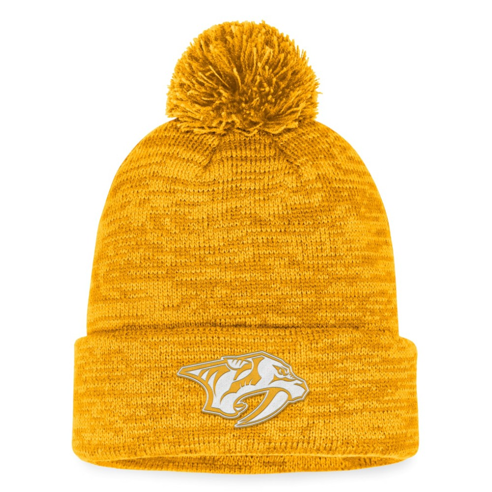 Nashville Predators Fanatics Fundamental Cuffed Knit Hat with Pom - Gold Hats
