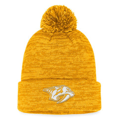 Nashville Predators Fanatics Fundamental Cuffed Knit Hat with Pom - Gold Hats