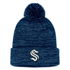 Seattle Kraken Fanatics Fundamental Cuffed Knit Hat with Pom - Deep Sea Blue Hats