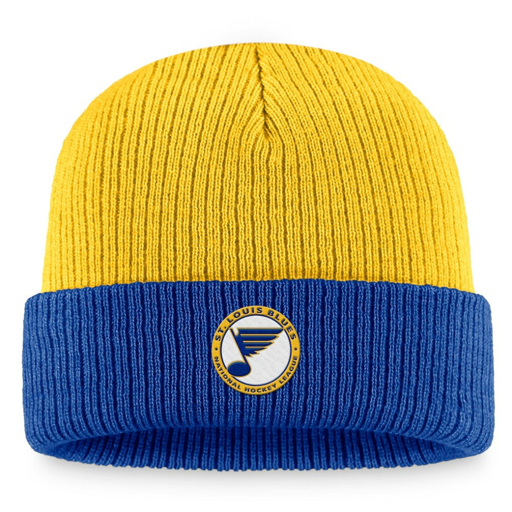 St. Louis Blues Fanatics Heritage Vintage Cuffed Knit Hat - Gold/Blue Hats