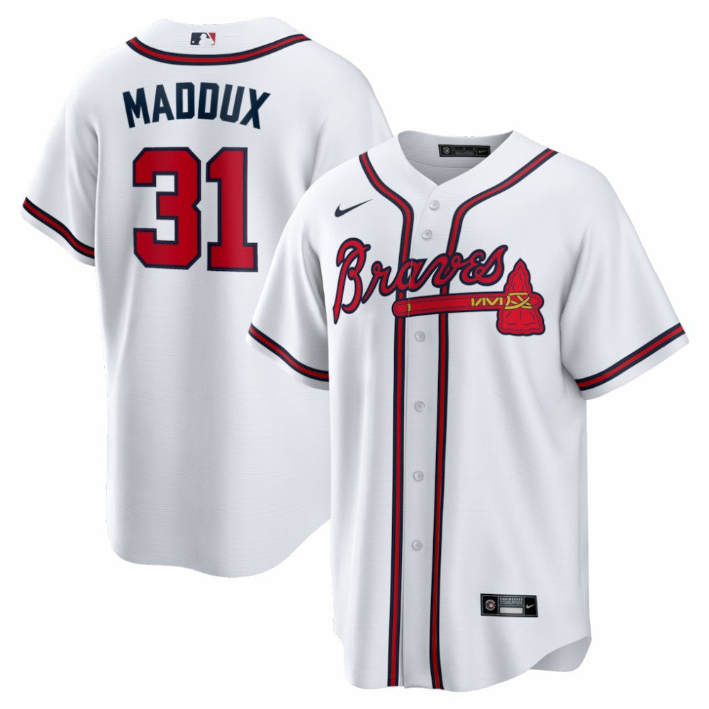 Greg Maddux Atlanta Braves Home Retired Player Replica Jersey White