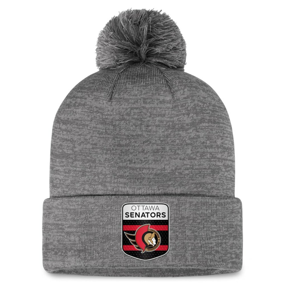 Ottawa Senators Fanatics Authentic Pro Home Ice Cuffed Knit Hat with Pom - Gray Hats