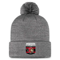 Ottawa Senators Fanatics Authentic Pro Home Ice Cuffed Knit Hat with Pom - Gray Hats