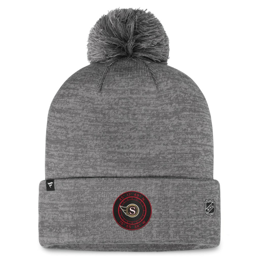 Ottawa Senators Fanatics Authentic Pro Home Ice Cuffed Knit Hat with Pom - Gray Hats