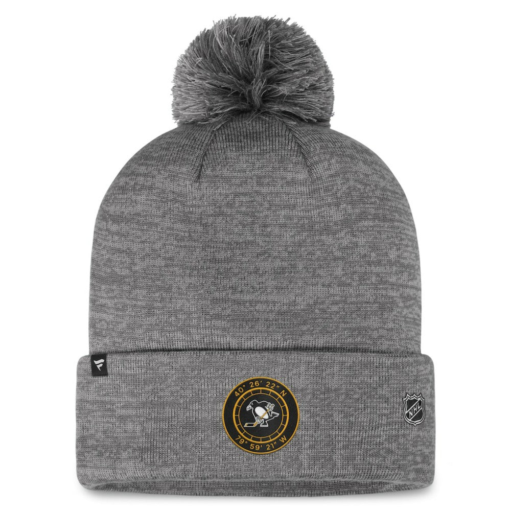 Pittsburgh Penguins Fanatics Authentic Pro Home Ice Cuffed Knit Hat with Pom - Gray Hats