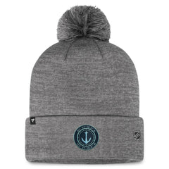 Seattle Kraken Fanatics Authentic Pro Home Ice Cuffed Knit Hat with Pom - Gray Hats