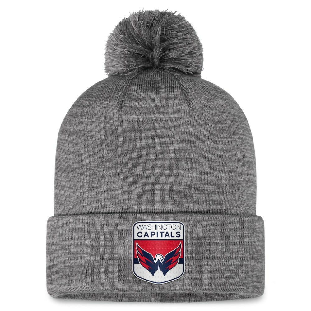 Washington Capitals Fanatics Authentic Pro Home Ice Cuffed Knit Hat with Pom - Gray Hats