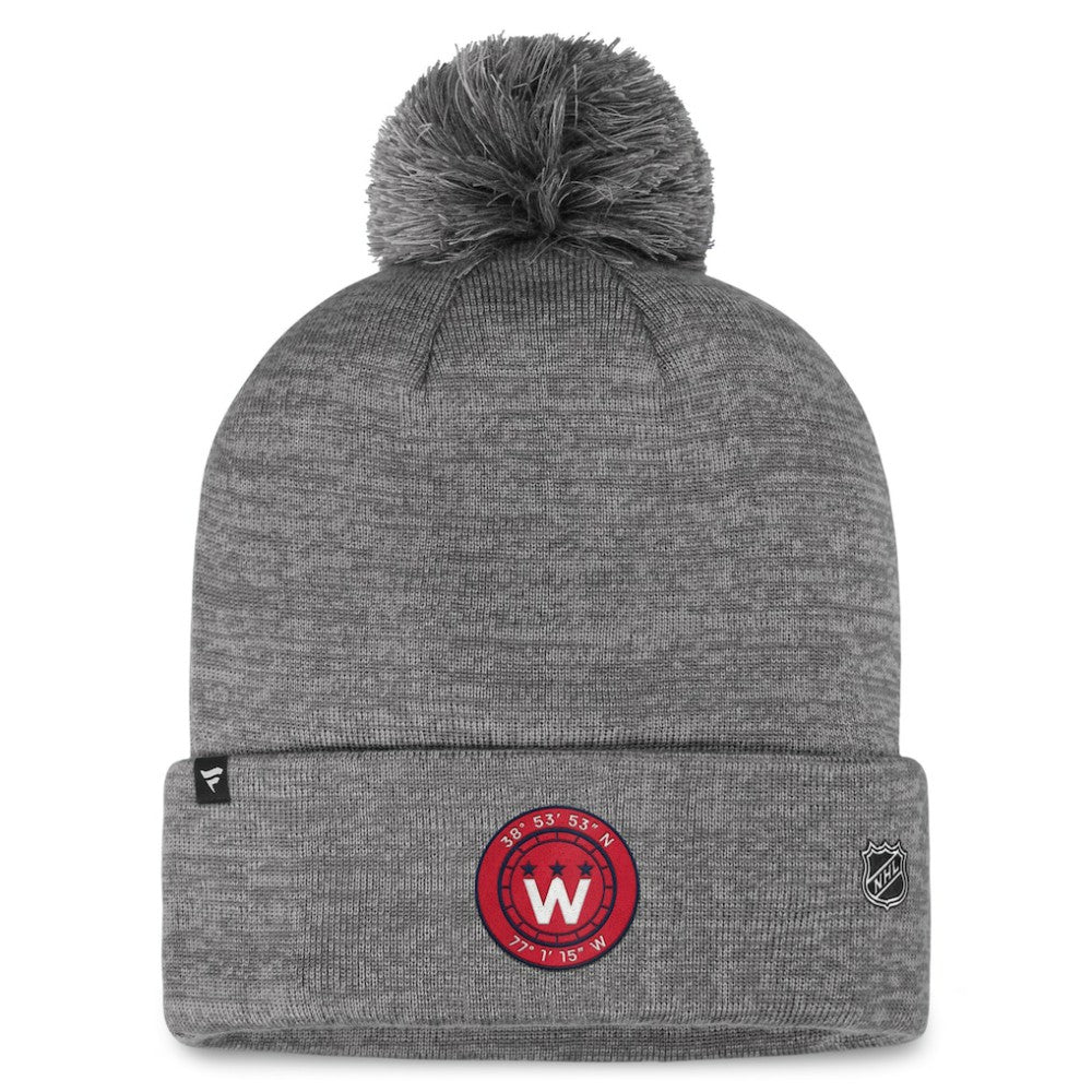 Washington Capitals Fanatics Authentic Pro Home Ice Cuffed Knit Hat with Pom - Gray Hats