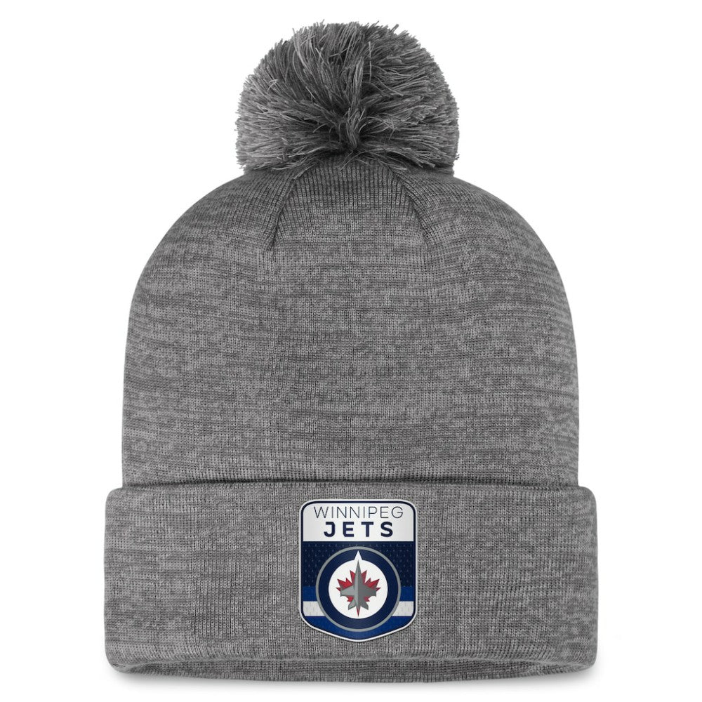 Winnipeg Jets Fanatics Authentic Pro Home Ice Cuffed Knit Hat with Pom - Gray Hats
