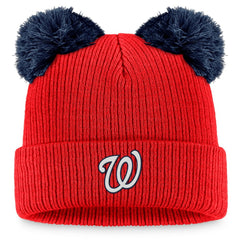 Washington Nationals Women's Double Pom Cuffed Knit Hat Red/Navy