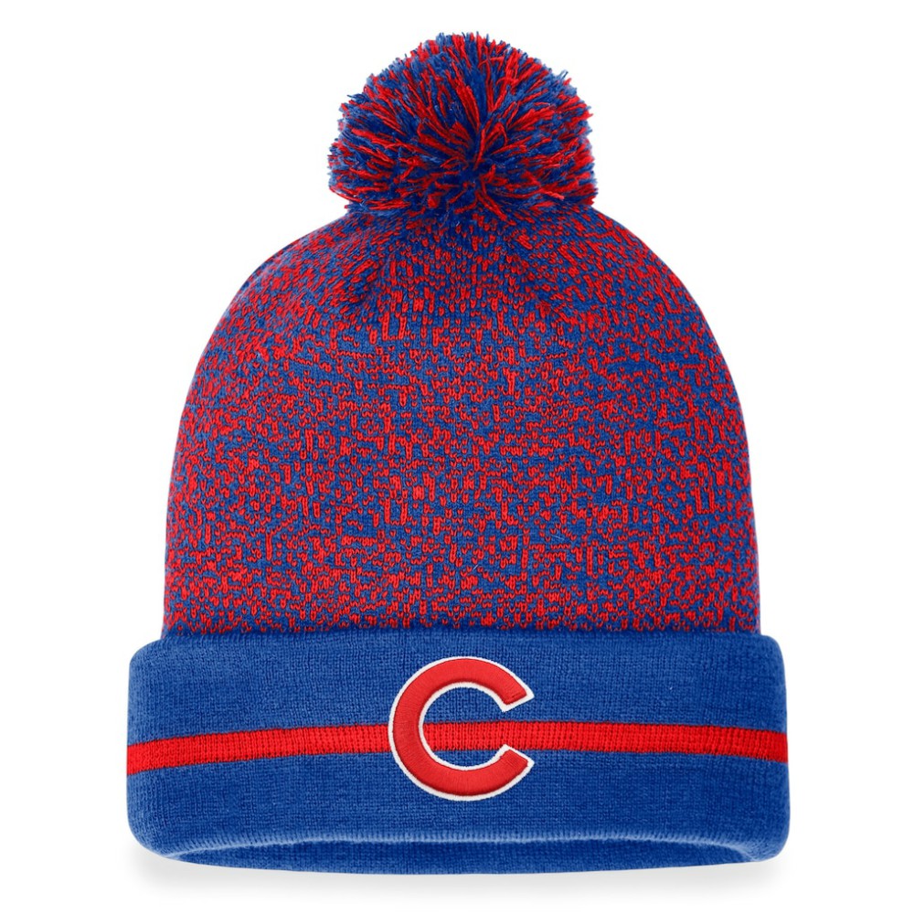 Chicago Cubs Space-Dye Cuffed Knit Hat with Pom Royal/Red