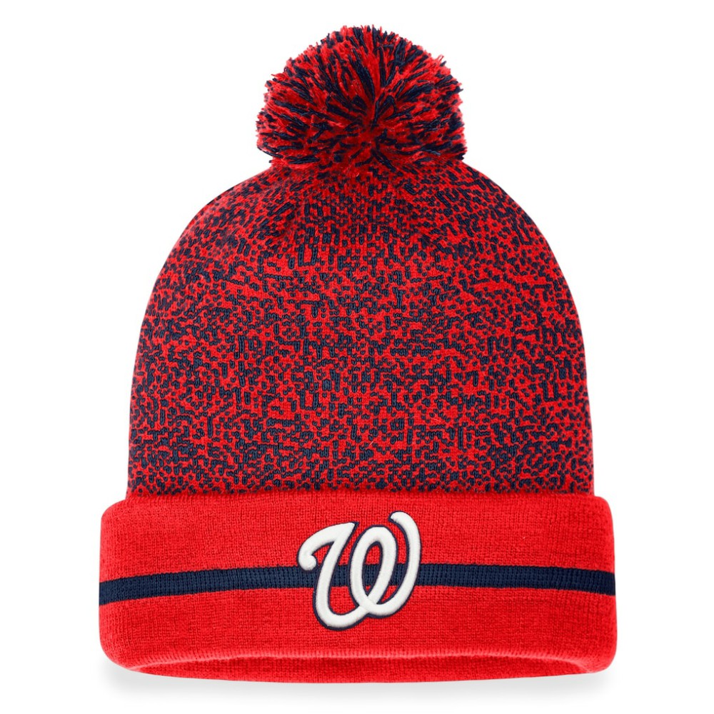 Washington Nationals Space-Dye Cuffed Knit Hat with Pom Red/Navy
