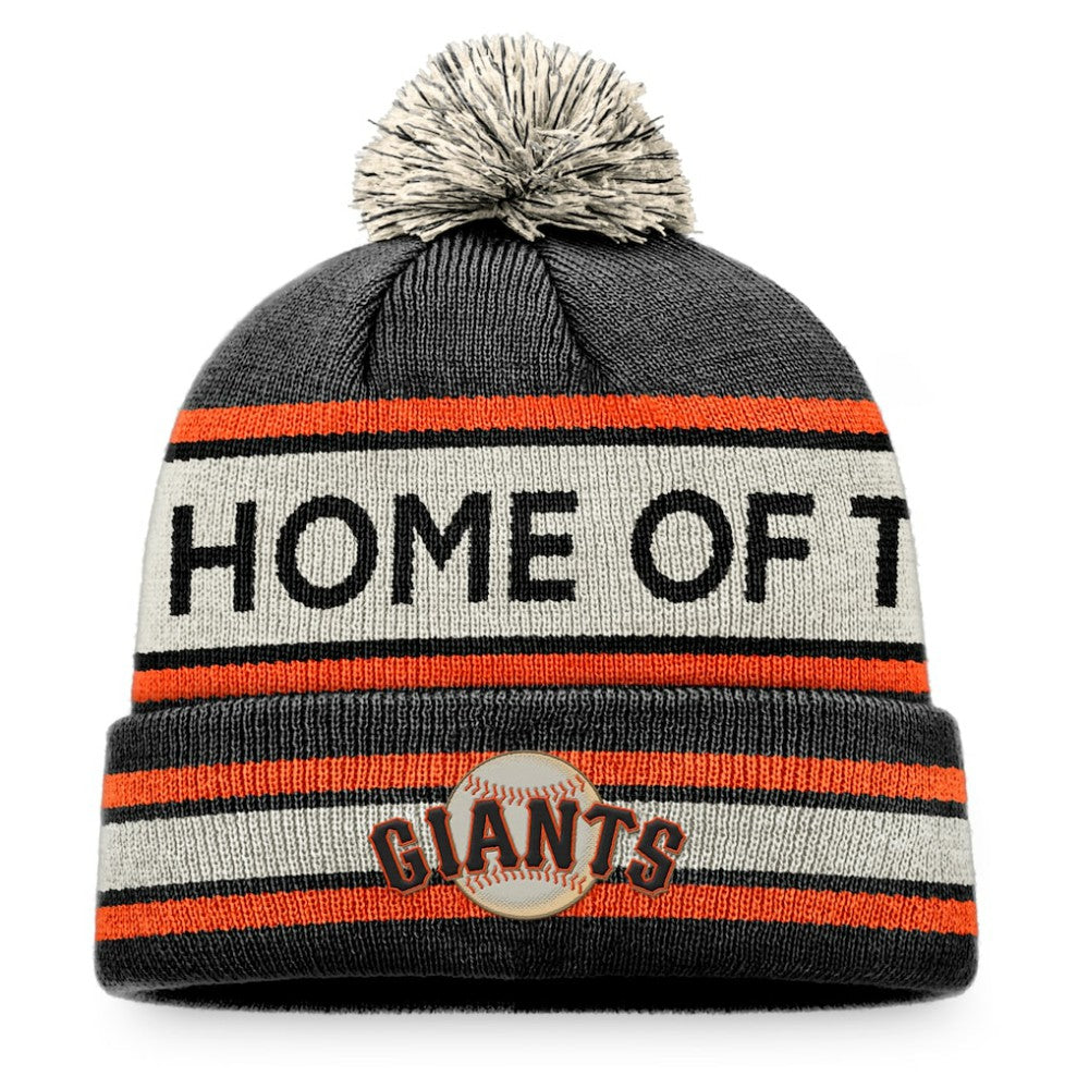 San Francisco Giants Hometown Slogan Cuffed Knit Hat with Pom Black/Natural