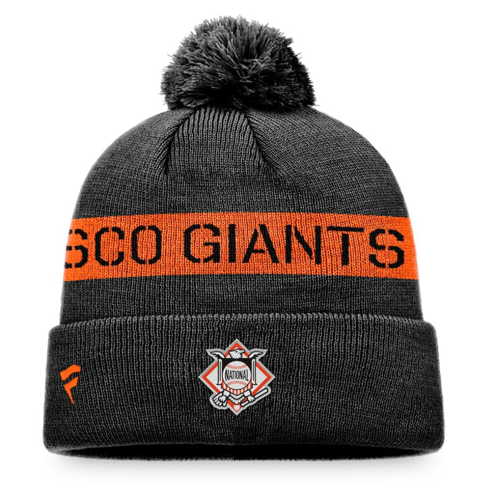 San Francisco Giants League Logo Cuffed Knit Hat with Pom Black/Orange