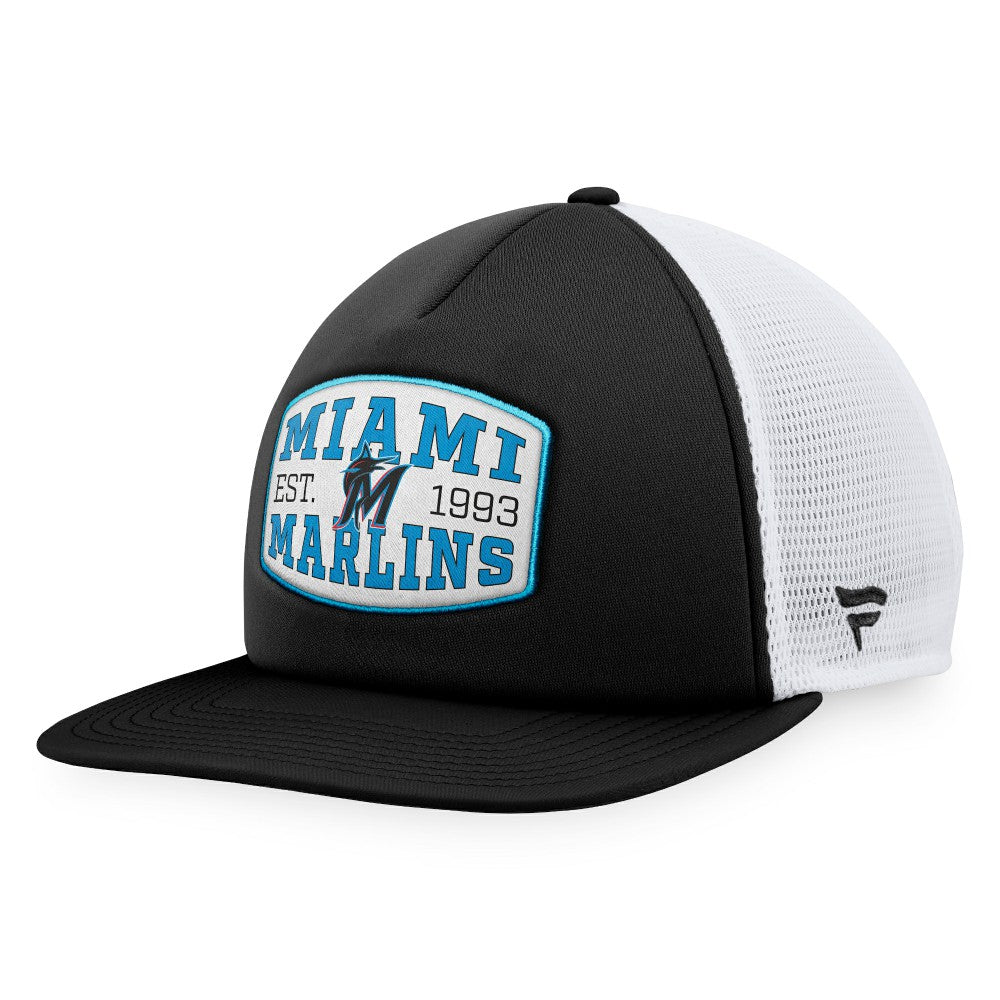 Miami Marlins Foam Front Patch Trucker Snapback Hat Black