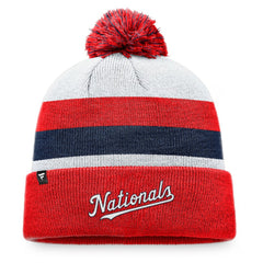 Washington Nationals Stripe Cuffed Knit Hat with Pom Red