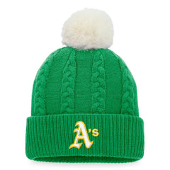 Athletics Women's Cable Cuffed Knit Hat with Pom Kelly Green