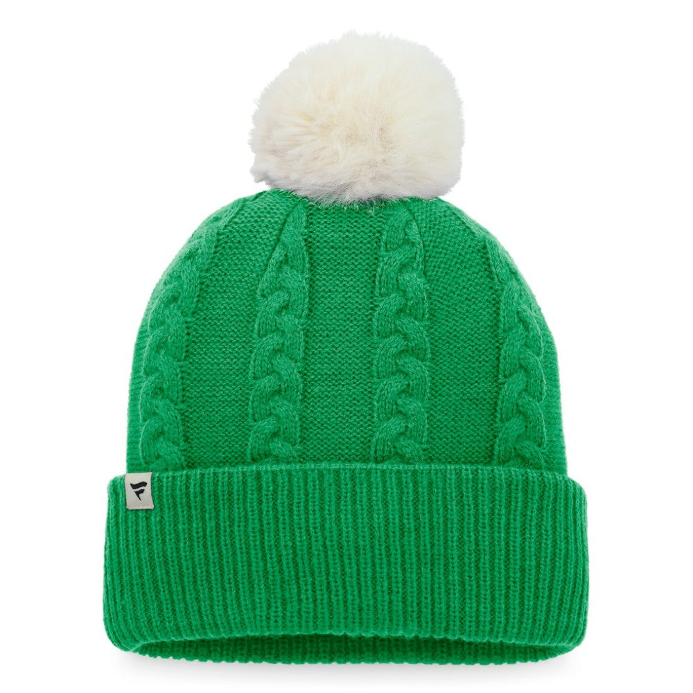Athletics Women's Cable Cuffed Knit Hat with Pom Kelly Green