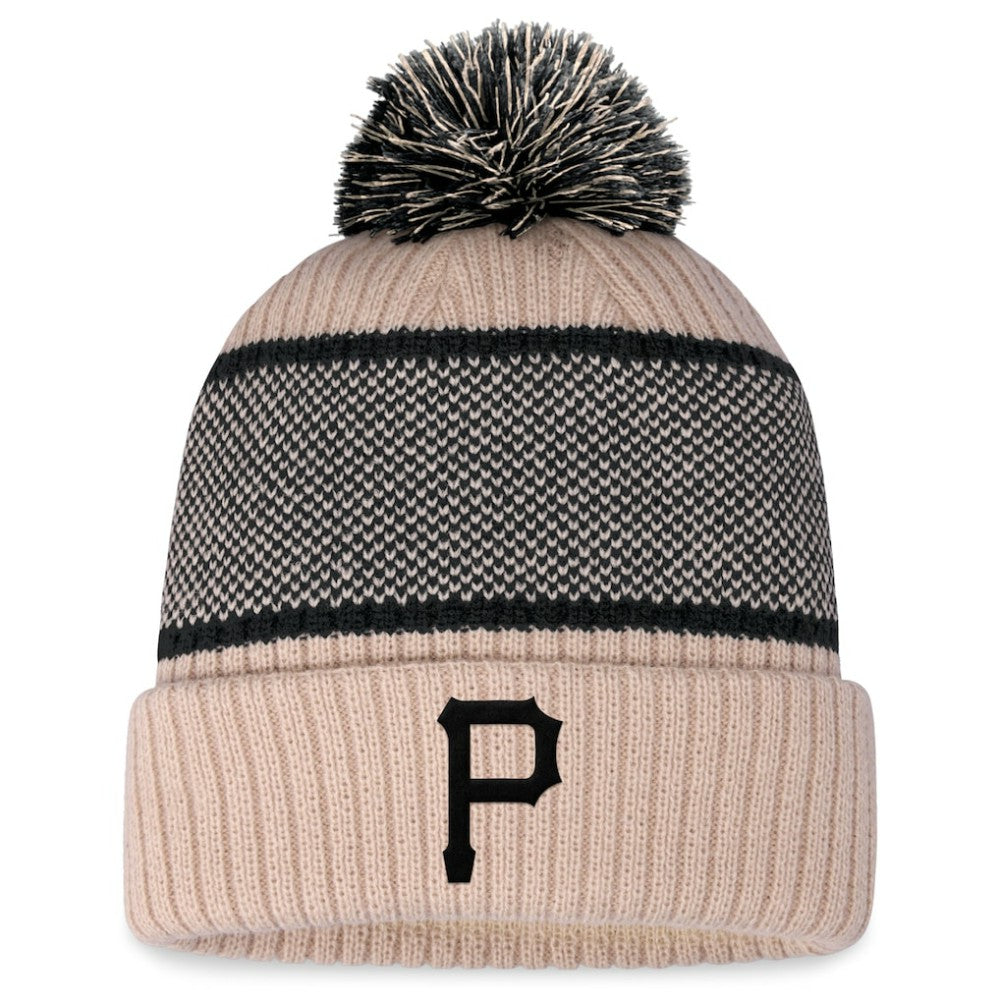 Pittsburgh Pirates Women's Cuffed Knit Hat with Pom Natural/Black