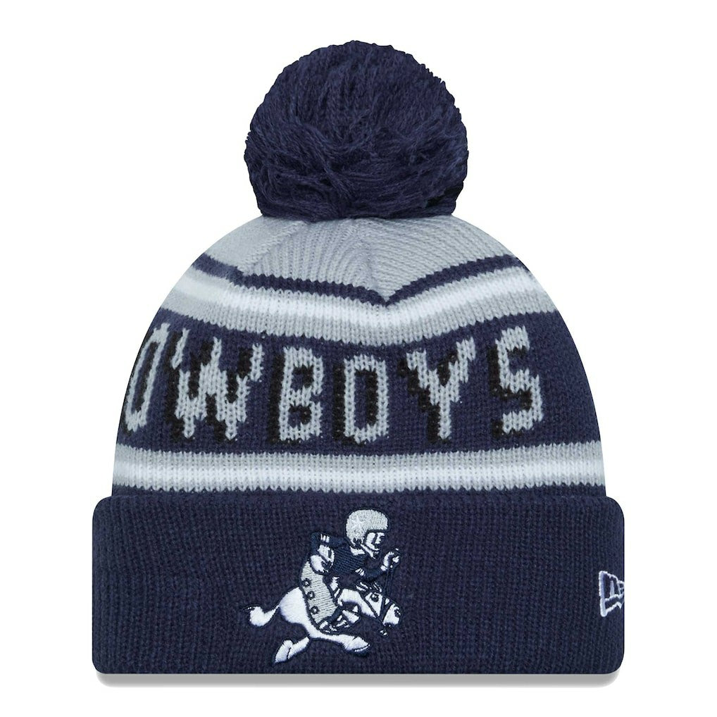 Dallas Cowboys New Era Youth Gridiron Classics Main Cuffed Knit Hat with Pom - Gray/Navy outlet