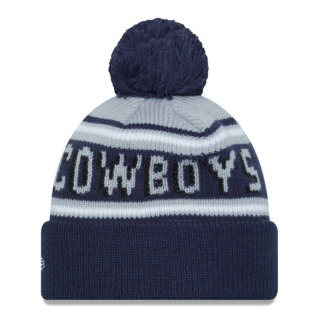 Dallas Cowboys New Era Youth Gridiron Classics Main Cuffed Knit Hat with Pom - Gray/Navy outlet