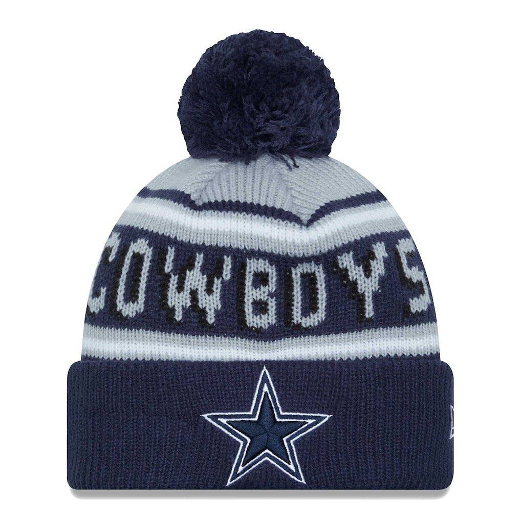 Dallas Cowboys New Era Youth Main Cuffed Knit Hat with Pom - Gray/Navy sale
