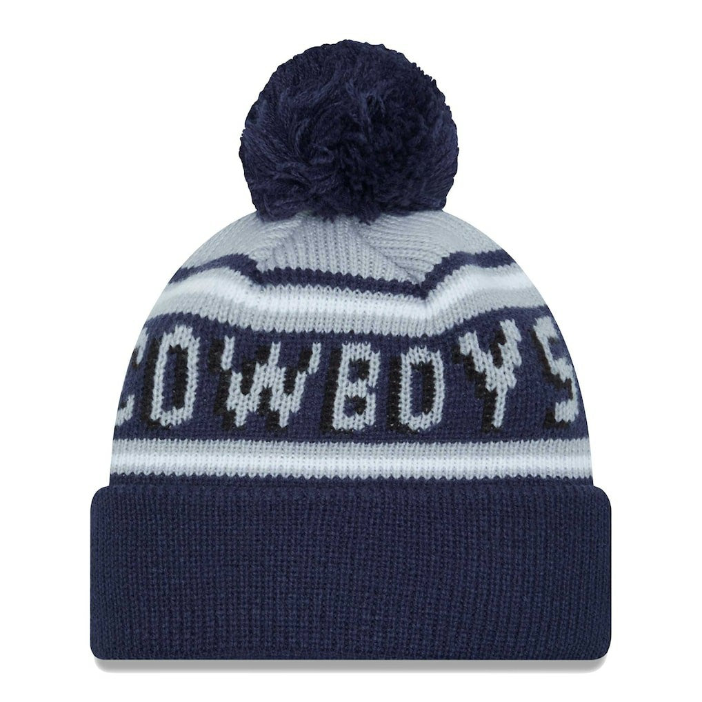 Dallas Cowboys New Era Youth Main Cuffed Knit Hat with Pom - Gray/Navy sale