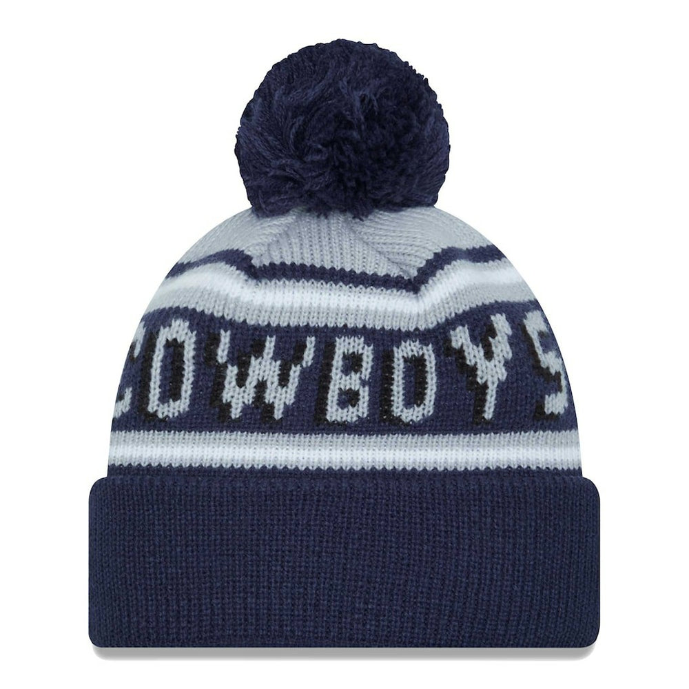 Dallas Cowboys New Era Youth Main Cuffed Knit Hat with Pom - Gray/Navy sale