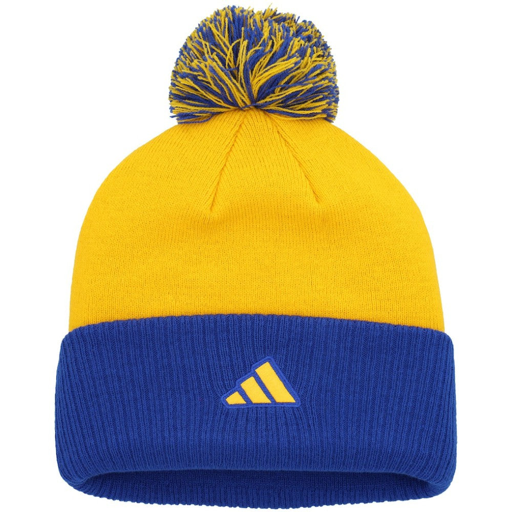 St. Louis Blues adidas Women's Laurel Cuffed Knit Hat with Pom - Gold Hats