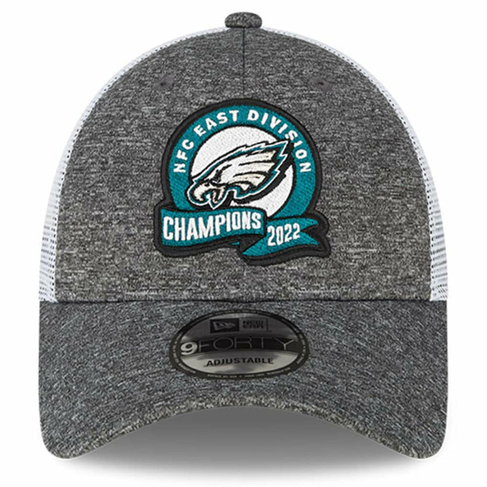 Philadelphia Eagles New Era 2022 NFC East Division Champions Locker Room 9FORTY Adjustable Hat - Heather Gray for sale