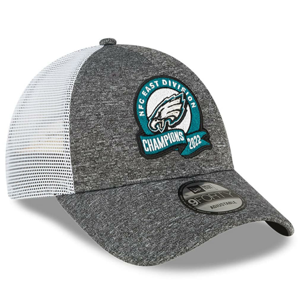 Philadelphia Eagles New Era 2022 NFC East Division Champions Locker Room 9FORTY Adjustable Hat - Heather Gray for sale