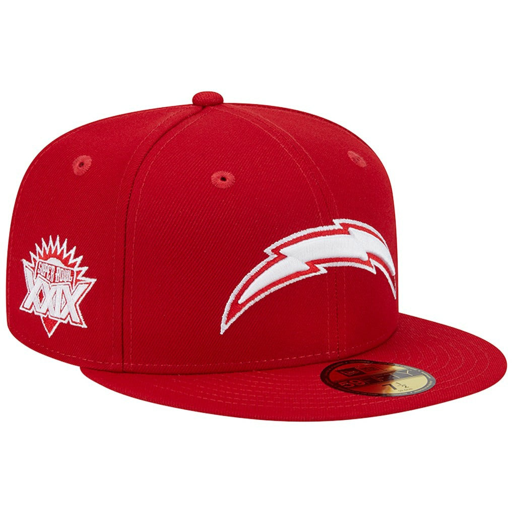 Los Angeles Chargers New Era Super Bowl XXIX Main Patch 59FIFTY Fitted Hat - Scarlet outlet