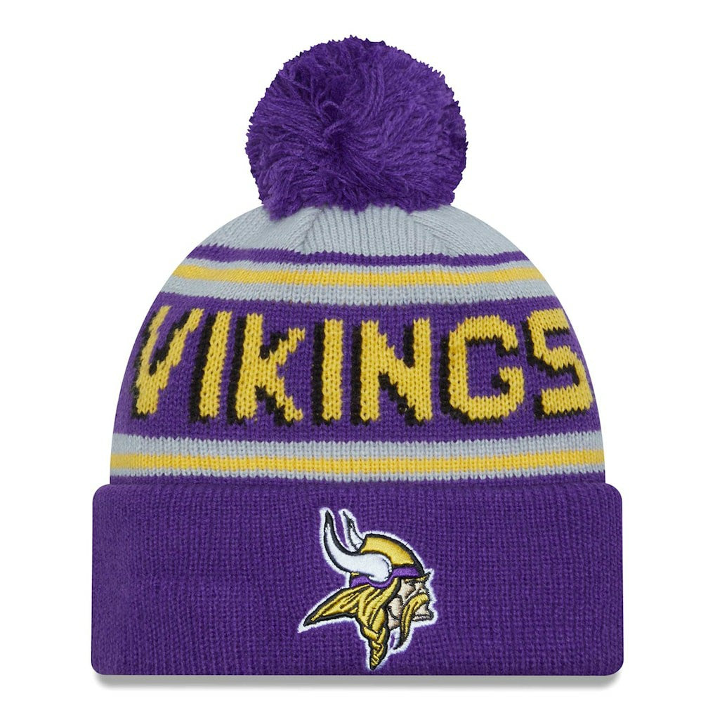 Minnesota Vikings New Era Main Cuffed Knit Hat with Pom - Purple sale