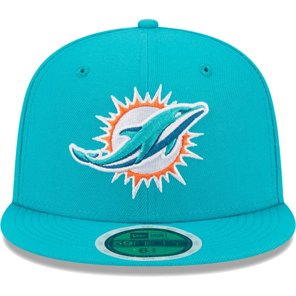 Miami Dolphins New Era Youth Main 59FIFTY Fitted Hat - Aqua cheap