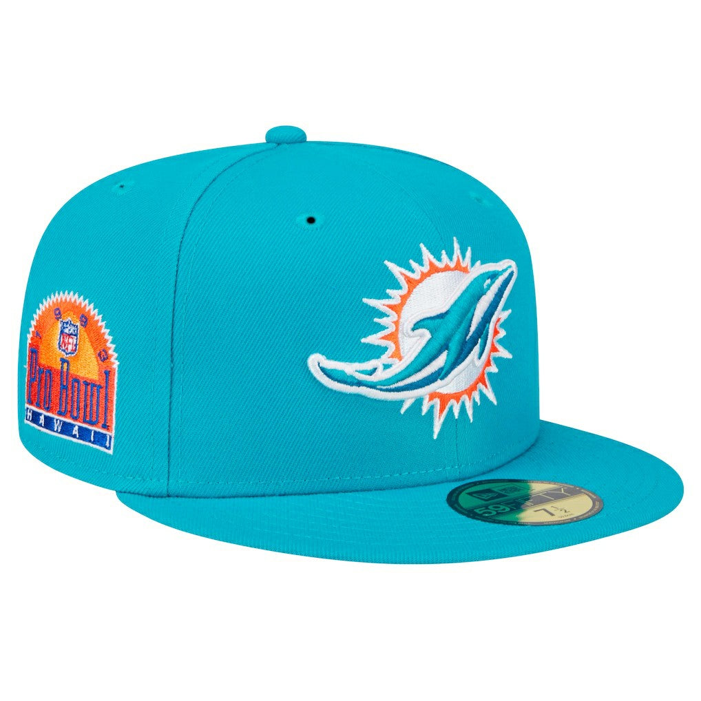 Miami Dolphins New Era Main Patch 59FIFTY Fitted Hat - Aqua on sale