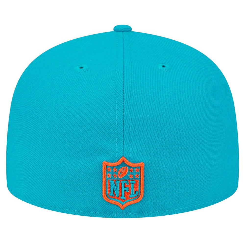 Miami Dolphins New Era Main Patch 59FIFTY Fitted Hat - Aqua on sale