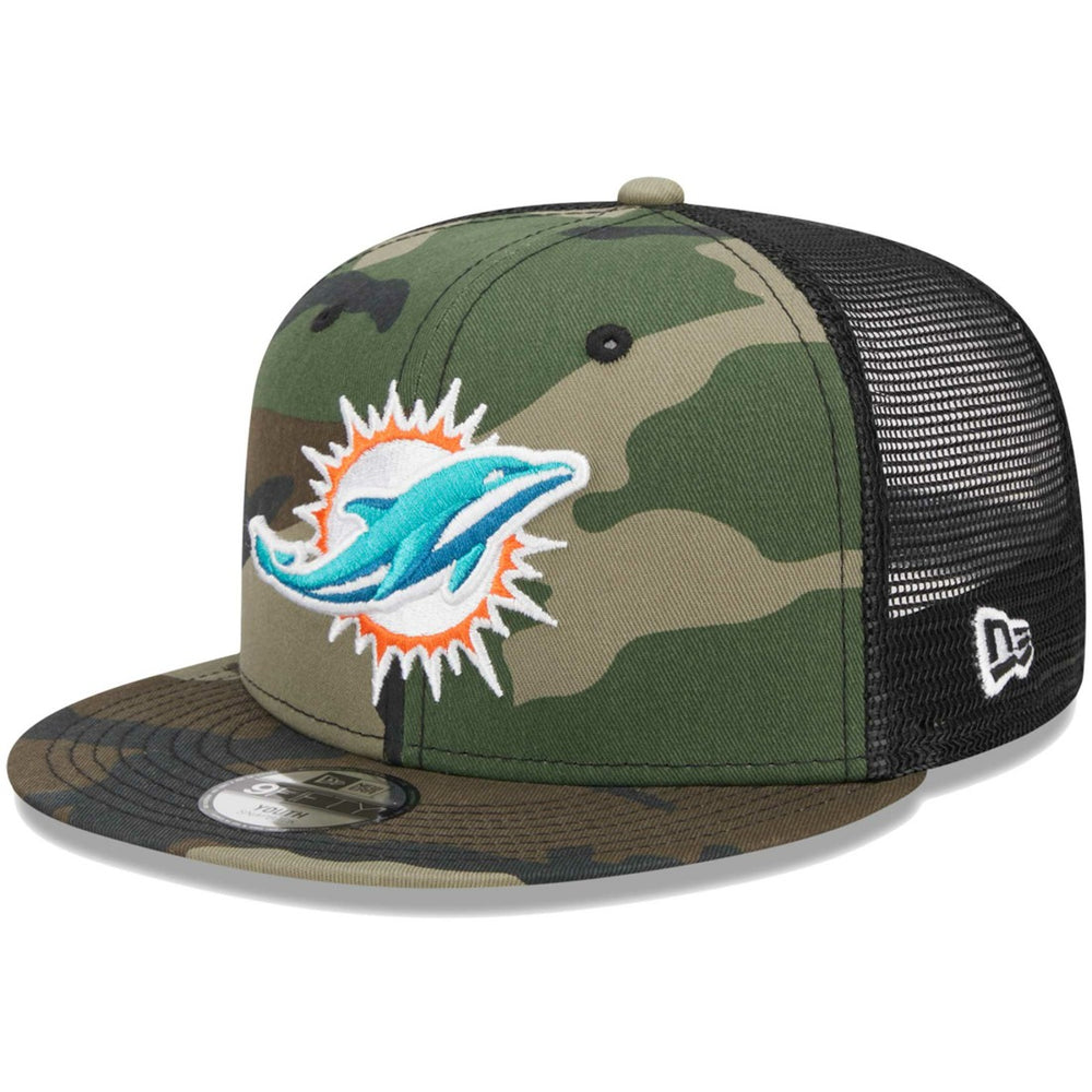 Miami Dolphins New Era Youth Main Trucker 9FIFTY Snapback Hat - Camo cheap