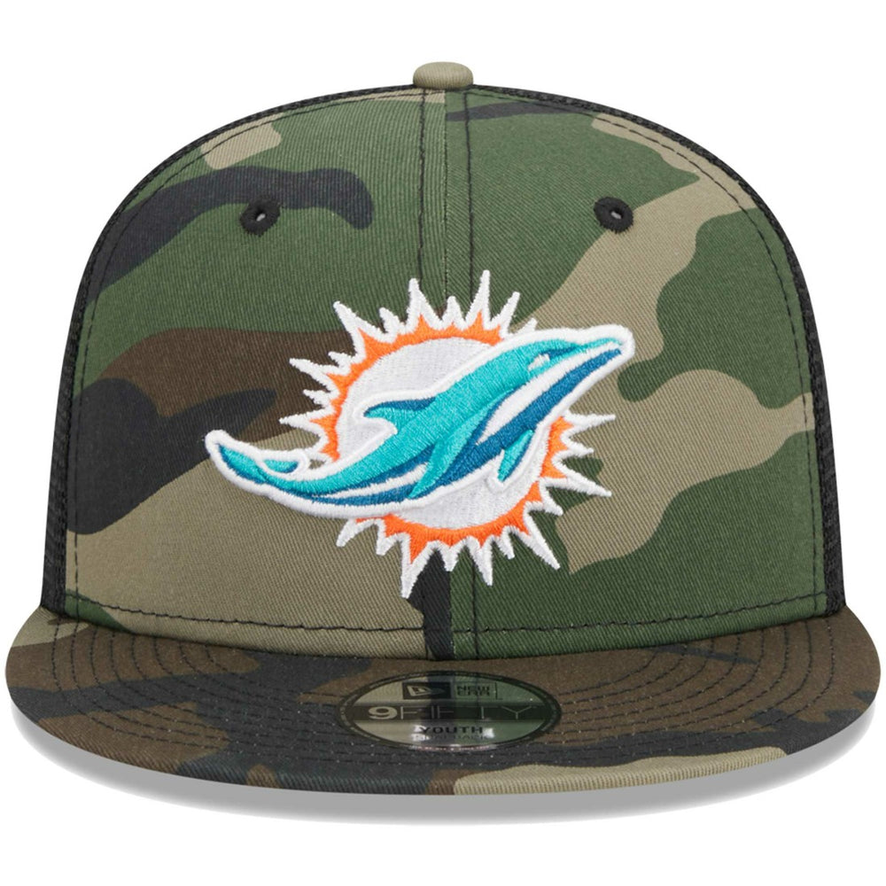Miami Dolphins New Era Youth Main Trucker 9FIFTY Snapback Hat - Camo cheap