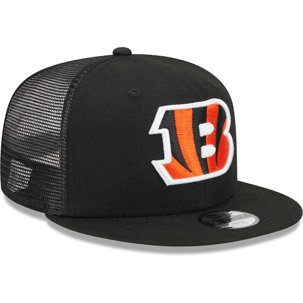 Cincinnati Bengals New Era Youth Main Trucker 9FIFTY Snapback Hat - Black for sale