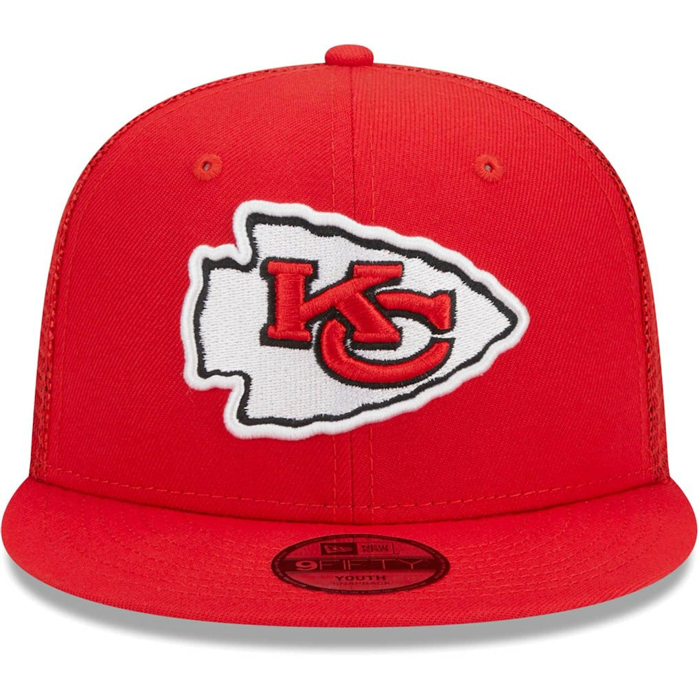 Kansas City Chiefs New Era Youth Main Trucker 9FIFTY Snapback Hat - Red for sale