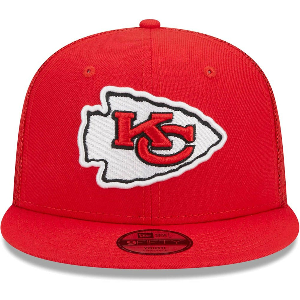 Kansas City Chiefs New Era Youth Main Trucker 9FIFTY Snapback Hat - Red for sale