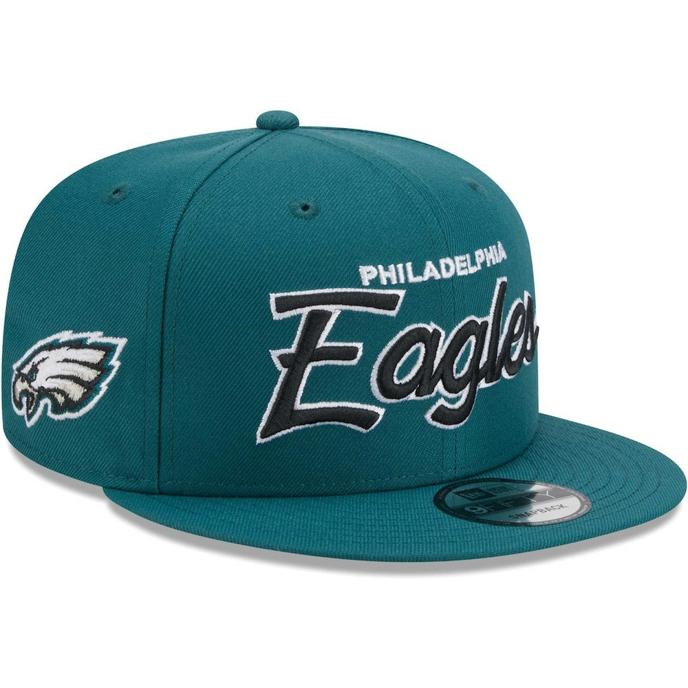 Philadelphia Eagles New Era Main Script 9FIFTY Snapback Hat - Midnight Green for sale