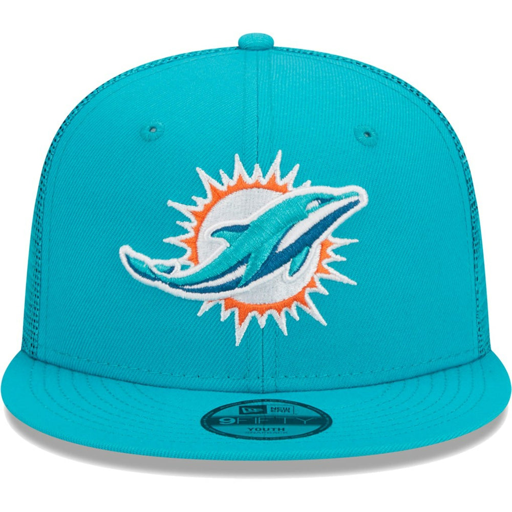Miami Dolphins New Era Youth Main Trucker 9FIFTY Snapback Hat - Aqua discount