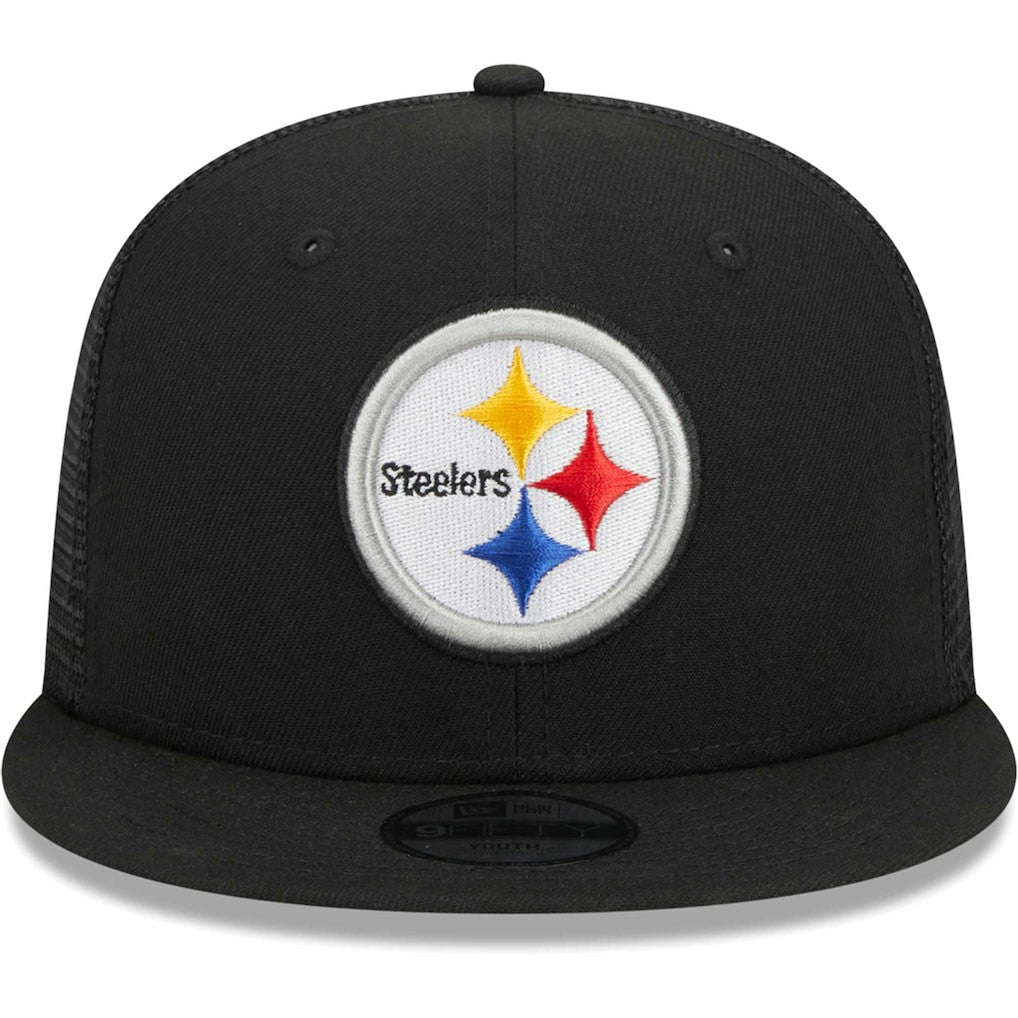 Pittsburgh Steelers New Era Youth Main Trucker 9FIFTY Snapback Hat - Black online