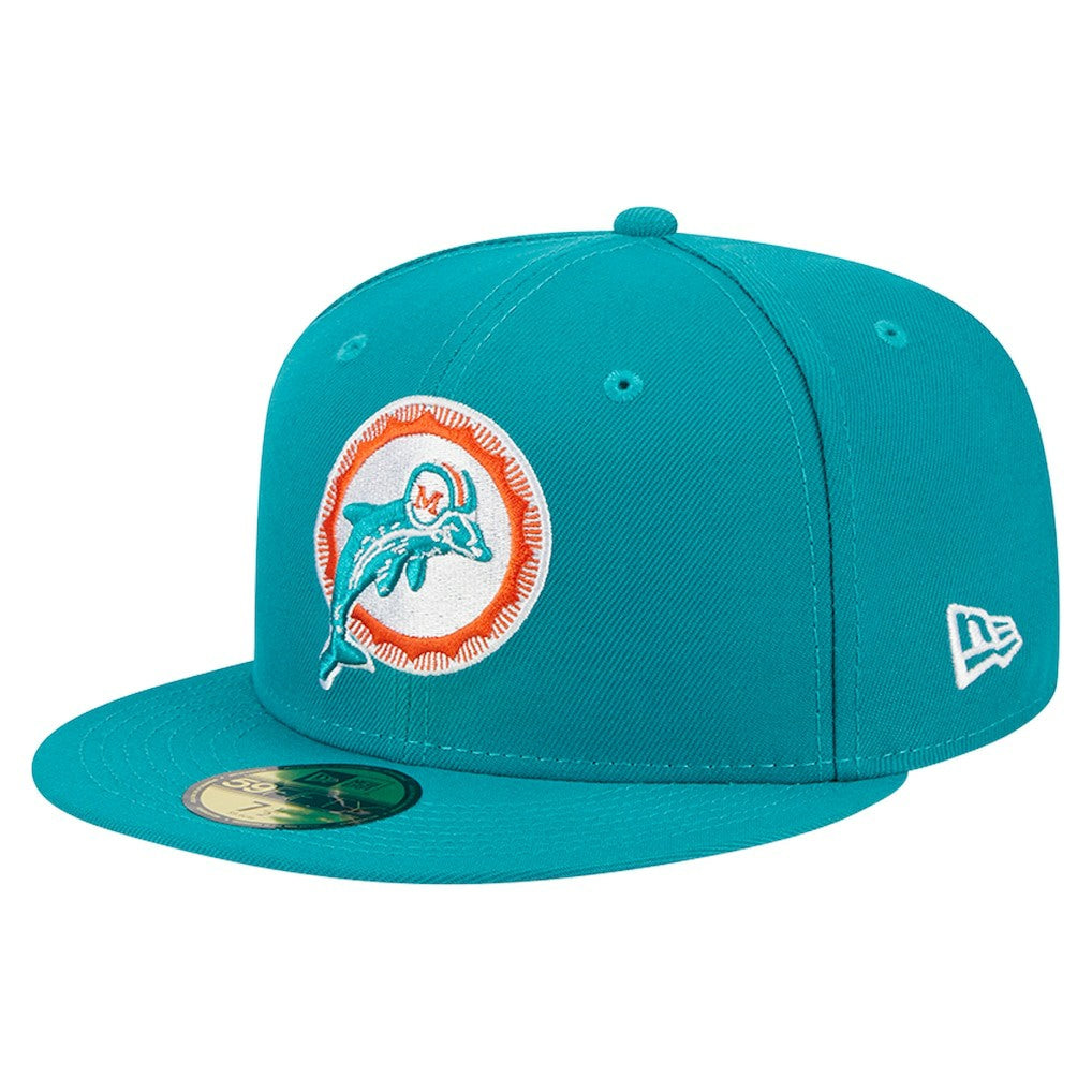 Miami Dolphins New Era Throwback Main 59FIFTY Fitted Hat - Aqua online