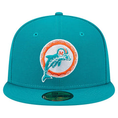 Miami Dolphins New Era Throwback Main 59FIFTY Fitted Hat - Aqua online