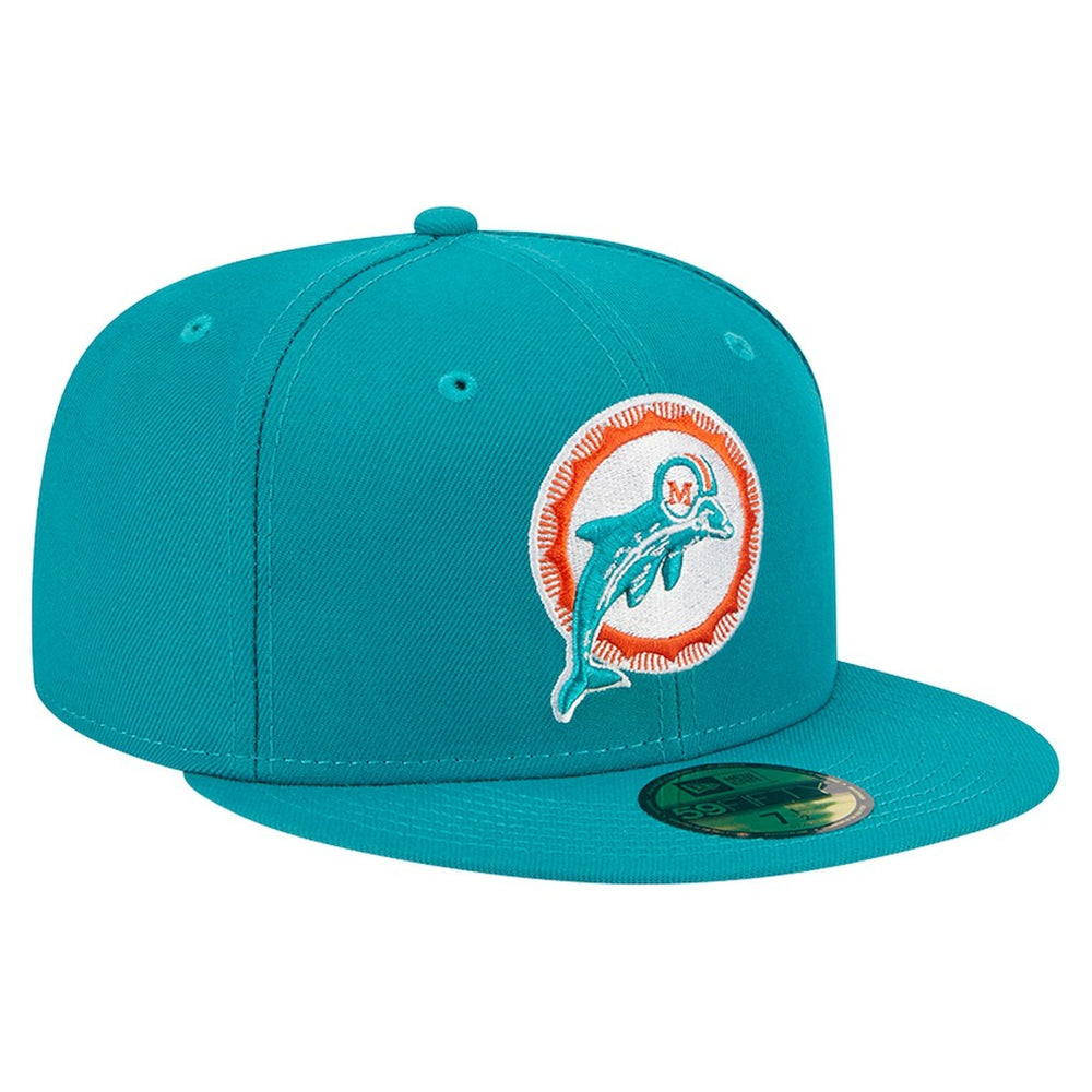 Miami Dolphins New Era Throwback Main 59FIFTY Fitted Hat - Aqua online